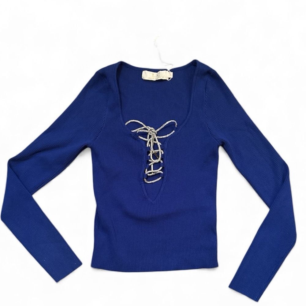 LC Lizette Collection Ootdfash Blue Top